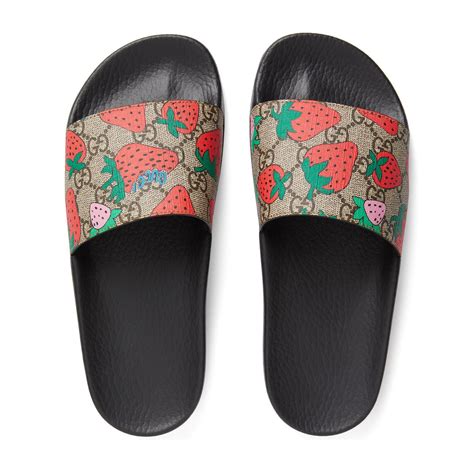 gucci bloom slides men& 39|gucci slides with strawberry.